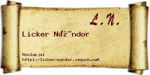 Licker Nándor névjegykártya